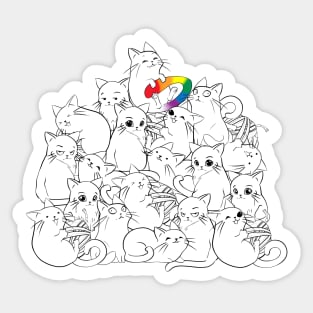 Cats with rainbow flag on the rescue Sticker